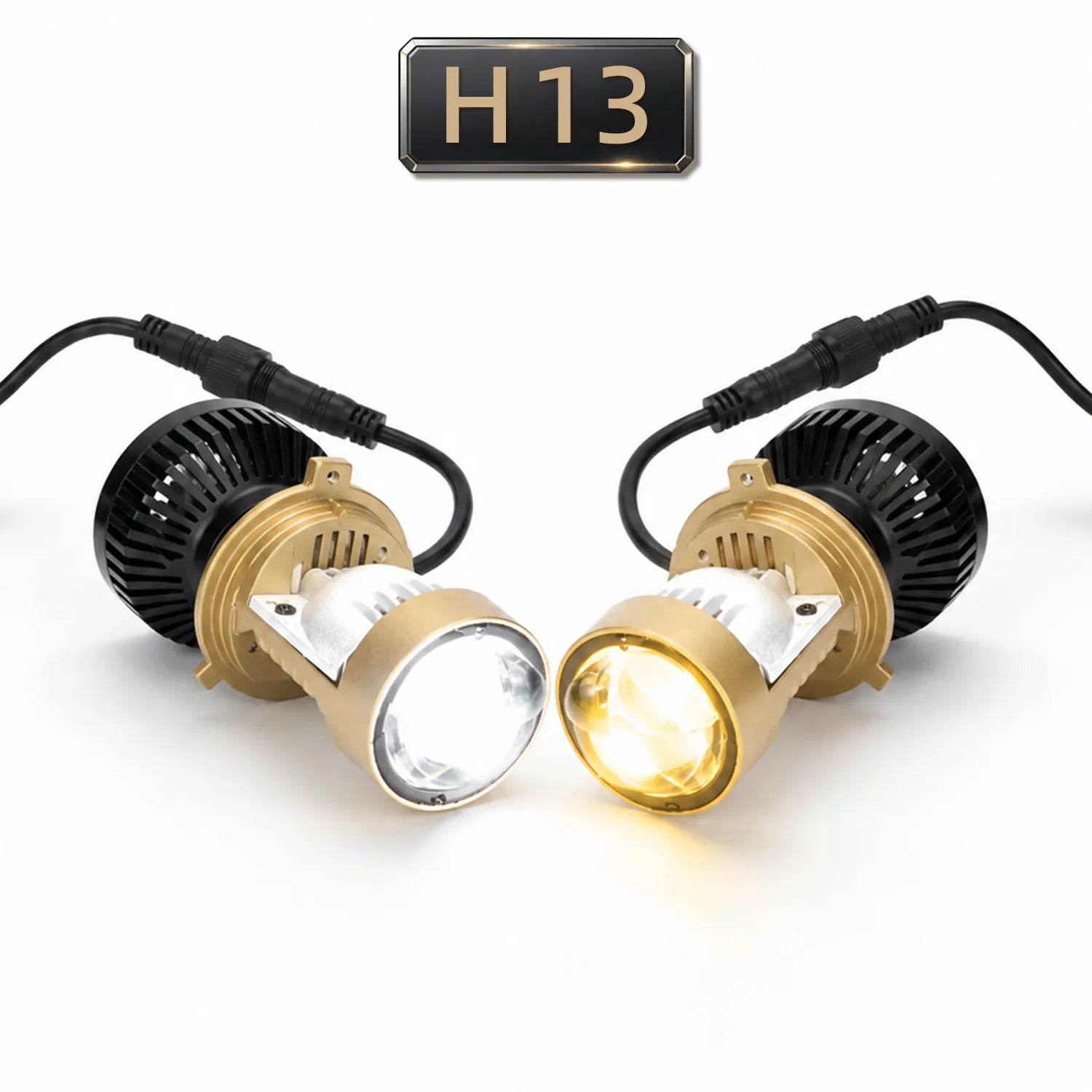 Gold Bi LED Mini Lens Projector Headlight H13
