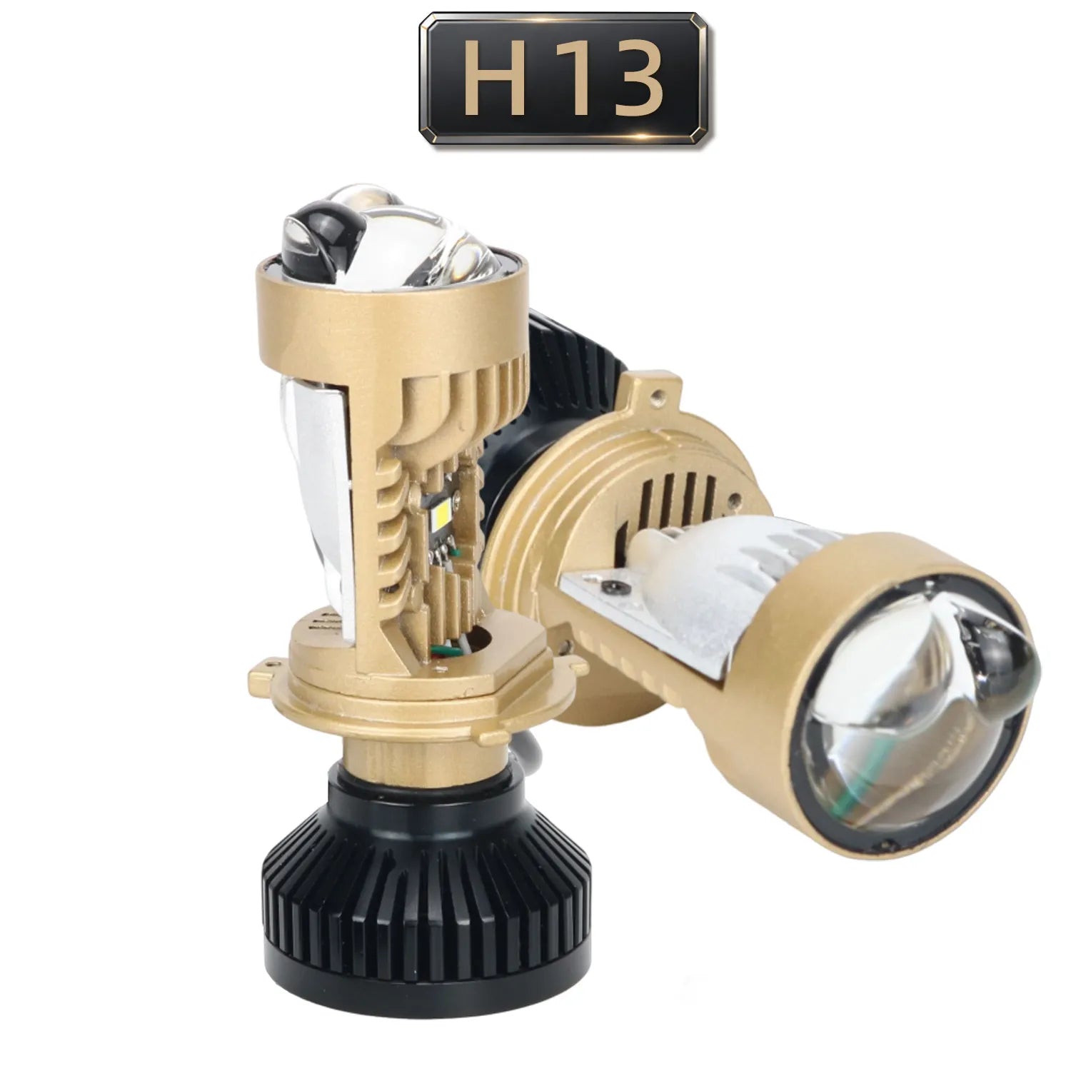 Gold Bi LED Mini Lens Projector Headlight H13