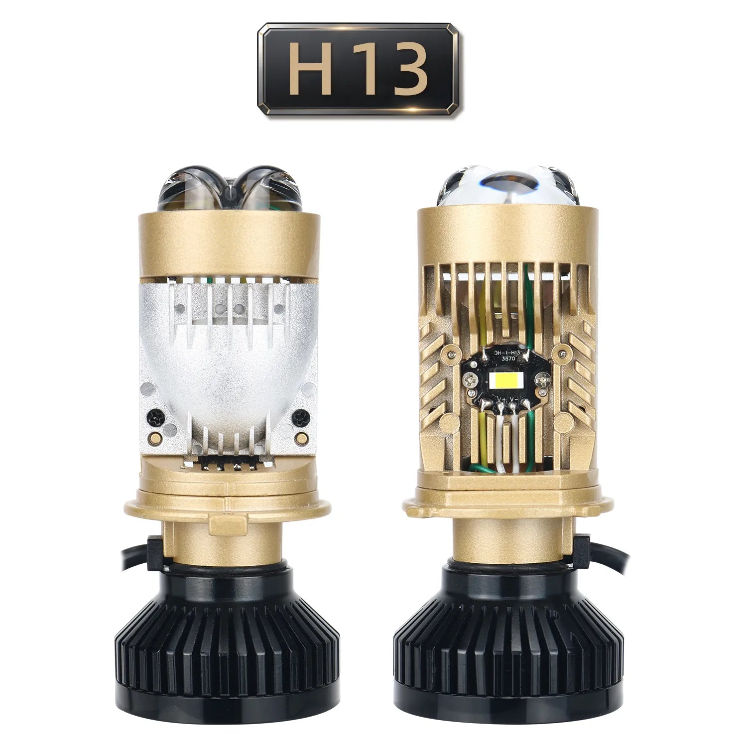 Gold Bi LED Mini Lens Projector Headlight H13